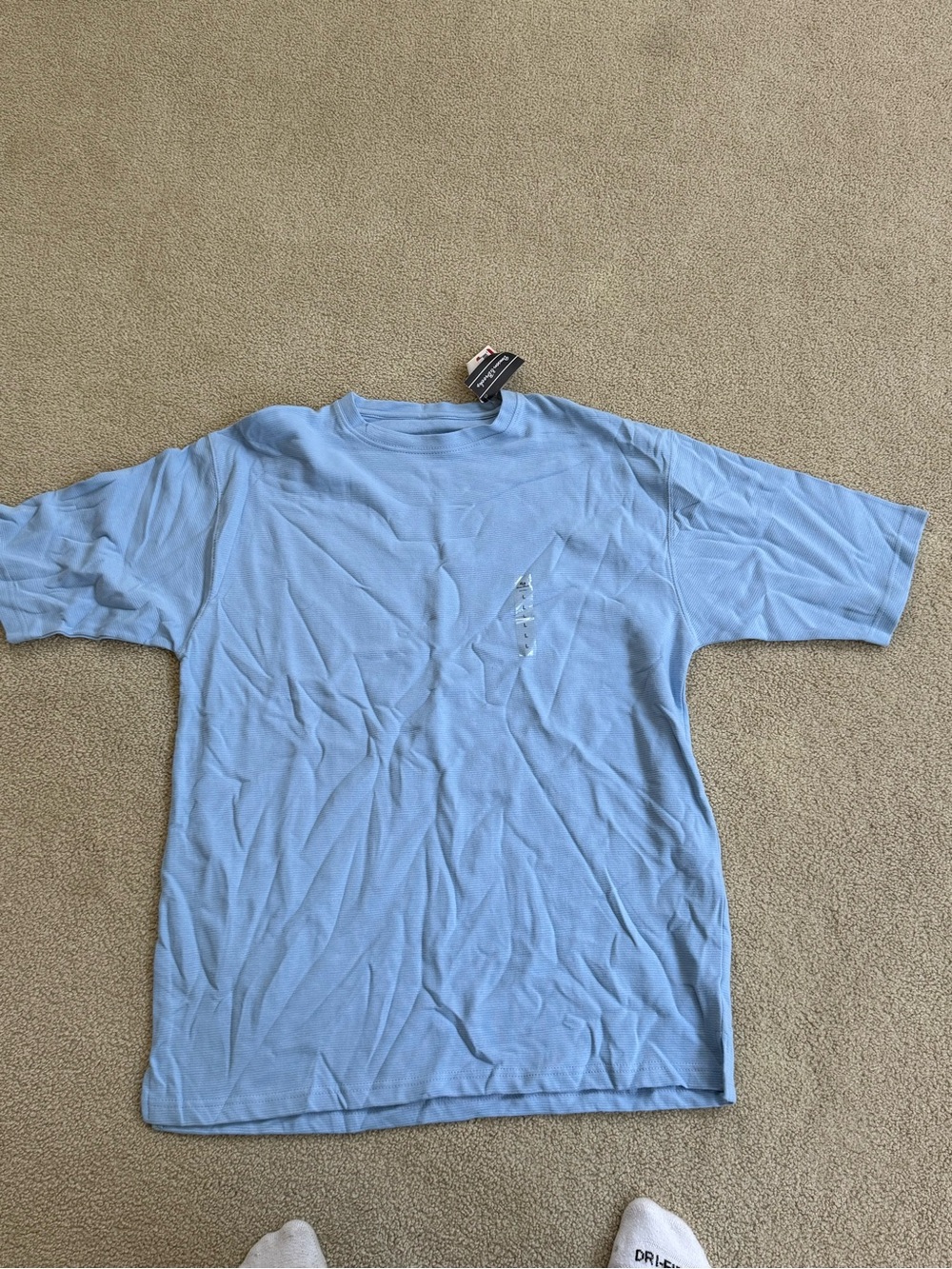 Men's Light Blue Crew T-Shirt with Subtle Logo